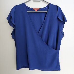 Joe Fresh Women's Blue Wrap Top
